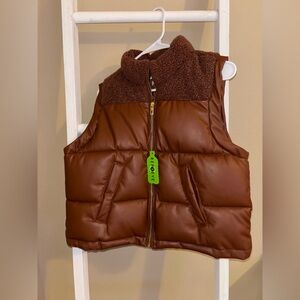 Maurice’s Brown Sherpa Faux Leather Puffer Vest - Women’s Medium